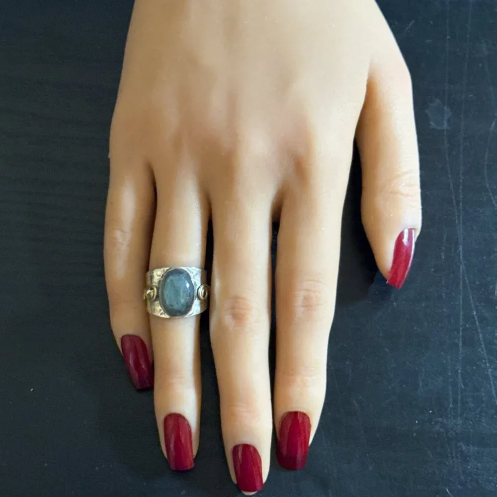 925‎ Stone Ring with Gold Accent